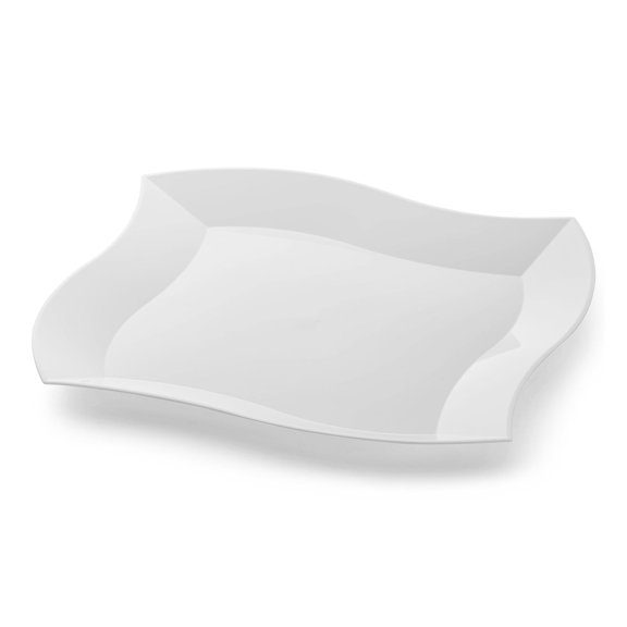 Smarty 7" White Square Wave Disposable Plastic Salad Plates 120ct