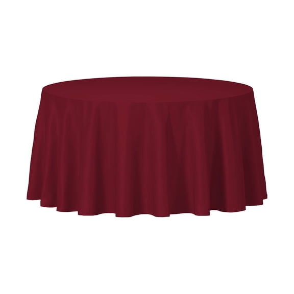 Smarty 84" Burgundy Round Disposable Plastic Tablecloths 96ct