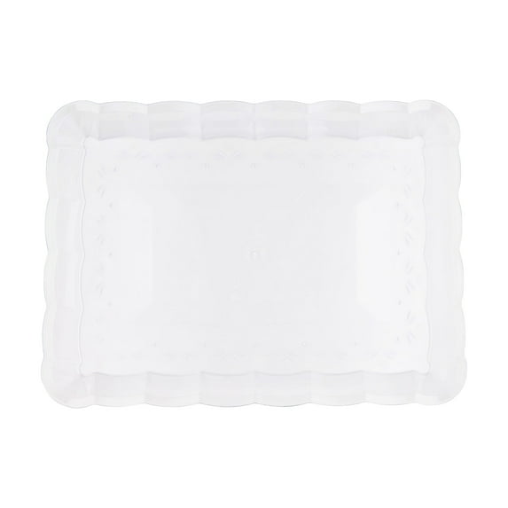 Smarty 9" x 13" Clear Rectangular Groove Rim Plastic Serving Trays 24ct
