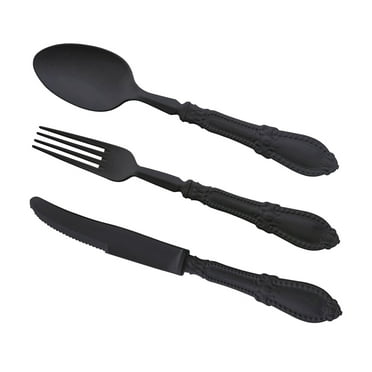 Smarty Black Baroque Disposable Plastic Cutlery Set (480 Guests)