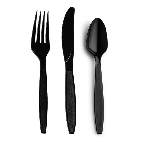 Smarty Black Disposable Plastic Cutlery Set (1000 Guests)