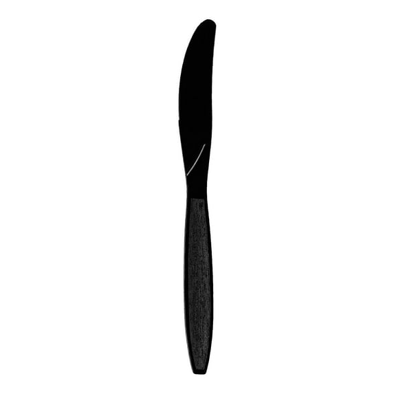 Smarty 7.25" Black Plastic Disposable Dinner Knives 1000ct