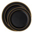 thumbnail image 1 of Smarty Black with Gold Edge Rim Plastic Dinnerware Value Set 240ct, 1 of 8