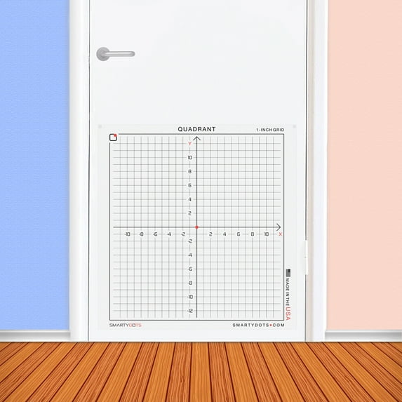 Smarty Dots | QUADRANT 1-Inch Grid Dry Erase Without A Trace XY Axis FlexiBoard Glueless Optically Transparent Truly Repositionable Flexible Thick Premium Any Surface Made in The USA (28x29)