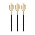 thumbnail image 1 of Smarty 8.1" Gold with Black Handle Moderno Disposable Plastic Dinner Spoons 240ct, 1 of 5