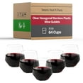 thumbnail image 1 of Smarty Had A Party 12 oz Wine Goblets Pack of 64 Clear Stemless Plastic Goblets, Unbreakable and Disposable for Parties and Events, 1 of 8