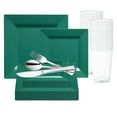 thumbnail image 1 of Smarty Hunter Green Square Plastic Plates Wedding Value Set (120 Guests), 1 of 5