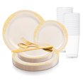thumbnail image 1 of Smarty Ivory w/ Gold Harmony Plastic Wedding Value Set (120 Guests), 1 of 5