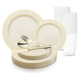 thumbnail image 1 of Smarty Ivory with Gold Edge Rim Plastic Wedding Value Set (60 Guests), 1 of 7