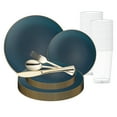 thumbnail image 1 of Smarty Navy with Gold Rim Organic Round Disposable Plastic Wedding Value Set (120 Guests), 1 of 4