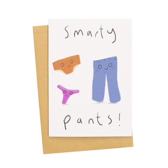 Smarty Pants Greeting Card  Fun and Humorous Design for All Occasions  Blank Inside, Envelope Included, Perfect for Kids Birthdays, Graduation, or Just Because