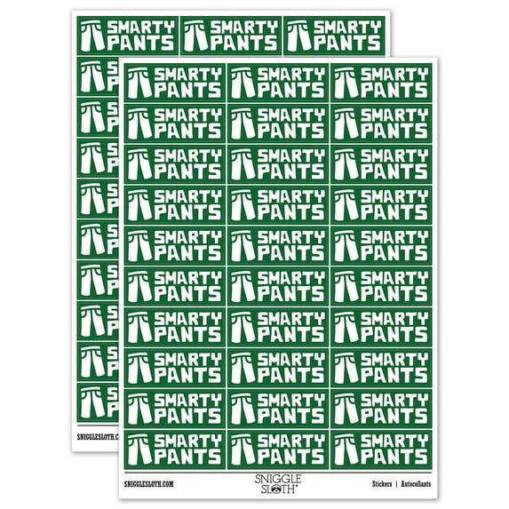 Smarty Pants Teacher Student School Sticker Set - Dark Green - Matte Finish - 1.75" Medium