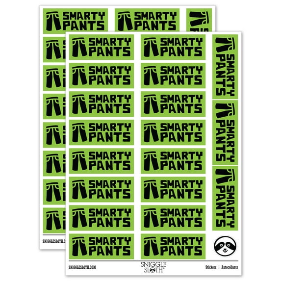 Smarty Pants Teacher Student School Sticker Set - Light Green - Matte Finish - 2.00" Large