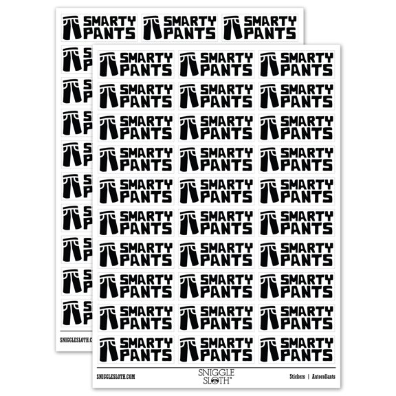 Smarty Pants Teacher Student School Sticker Set - White - Gloss Finish - 1.75" Medium