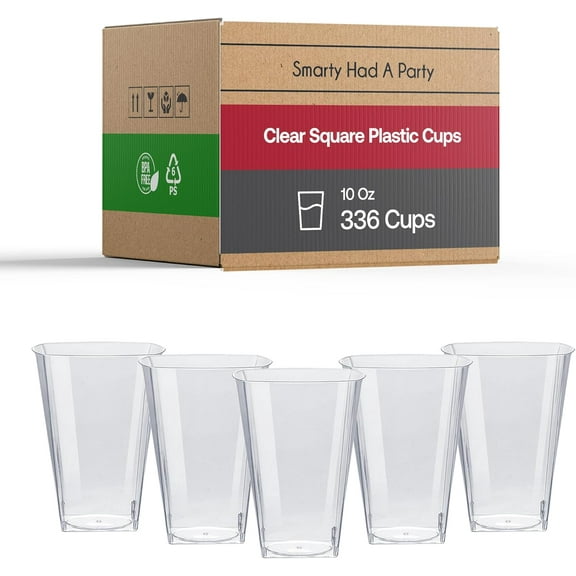 Smarty Had A Party 10 oz Clear Plastic Cups Pack of 336 Disposable Tumblers for Parties, Smoothies, Cocktails, Iced Coffee, and Everyday Use, Elegant Drinkware for Events