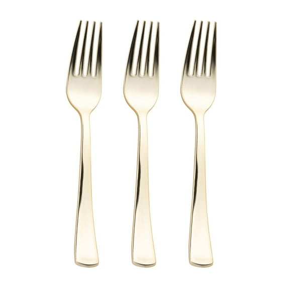 Smarty Shiny Metallic Gold Disposable Plastic Dinner Forks 600ct