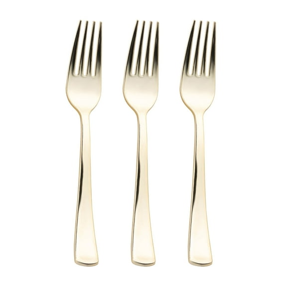 Smarty Shiny Metallic Gold Disposable Plastic Dinner Forks 600ct