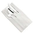 thumbnail image 1 of Smarty Shiny Metallic Silver Plastic Cutlery White Pocket Napkin Set 70ct, 1 of 2