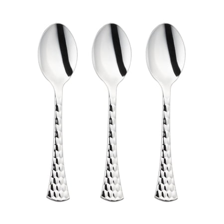 Smarty 7" Shiny Silver Glamour Cutlery Disposable Plastic Spoons 600ct