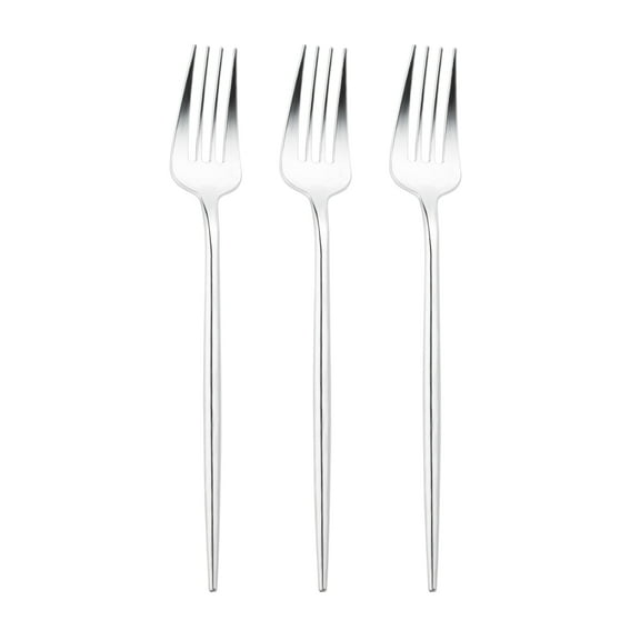 Smarty 8.4" Shiny Silver Moderno Disposable Plastic Dinner Forks 300ct