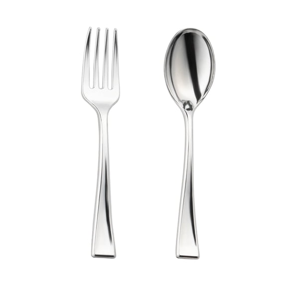 Smarty Silver Disposable Plastic Mini Flatware Set (960 Guests)