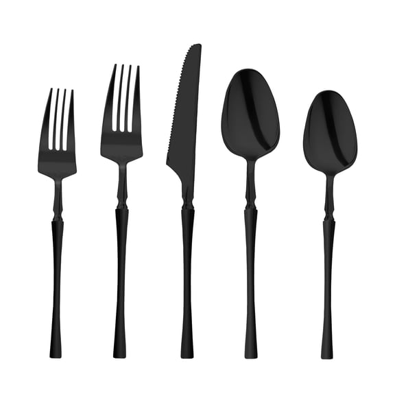 Smarty Solid Black Moderno Disposable Plastic Cutlery Set (480 Guests)