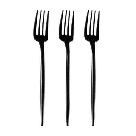 Smarty 7" Solid Black Moderno Disposable Plastic Dessert Forks 240ct