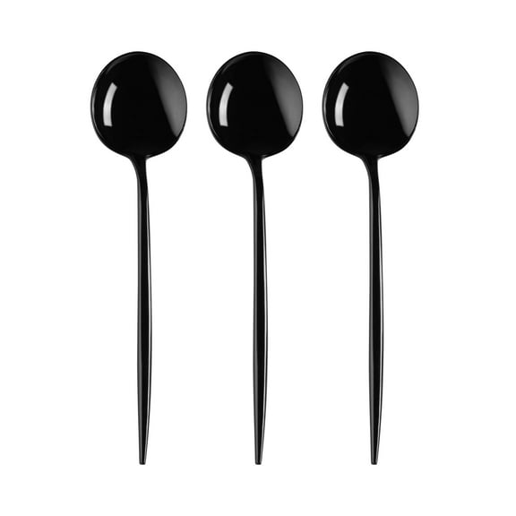 Smarty 8.1" Solid Black Moderno Disposable Plastic Dinner Spoons 480ct