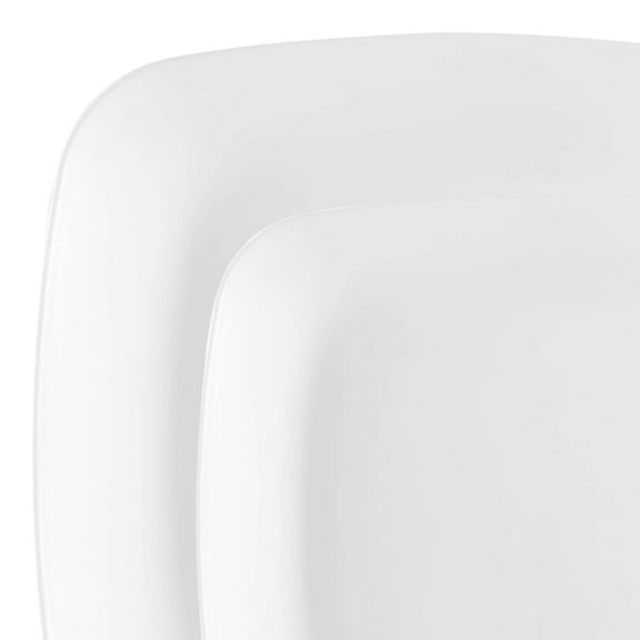 Smarty Solid White Flat Rounded Square Disposable Plastic Dinnerware Value Set 240ct