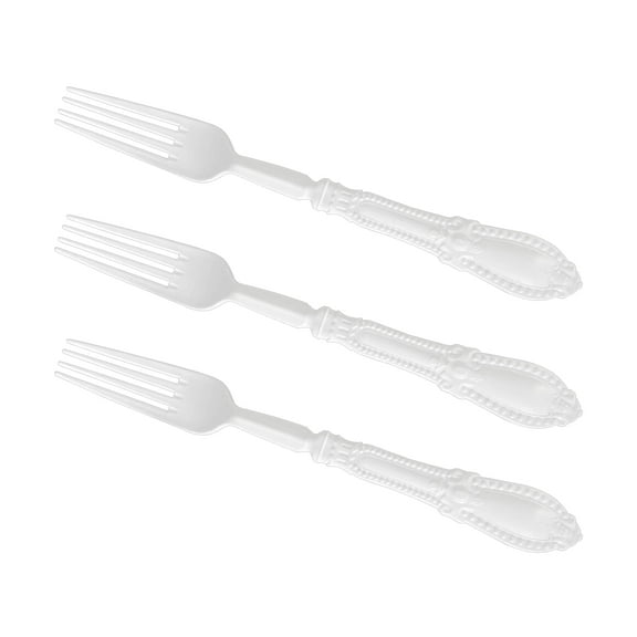Smarty White Baroque Disposable Plastic Dinner Forks 480ct