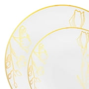 Smarty White Gold Antique Floral Round Plastic Dinnerware Value Set 240ct