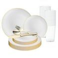 thumbnail image 1 of Smarty White Gold Rim Organic Plastic Wedding Value Set (120 Guests), 1 of 7