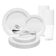 Smarty White Vintage Disposable Plastic Wedding Value Set 120 Guests