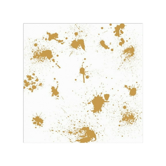 Smarty White with Gold Paint Splatter Paper Beverage/Cocktail Napkins 600ct