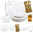 thumbnail image 1 of Smarty White with Gold Rim Organic Plastic Grand Wedding Value Set (100 Guests), 1 of 1
