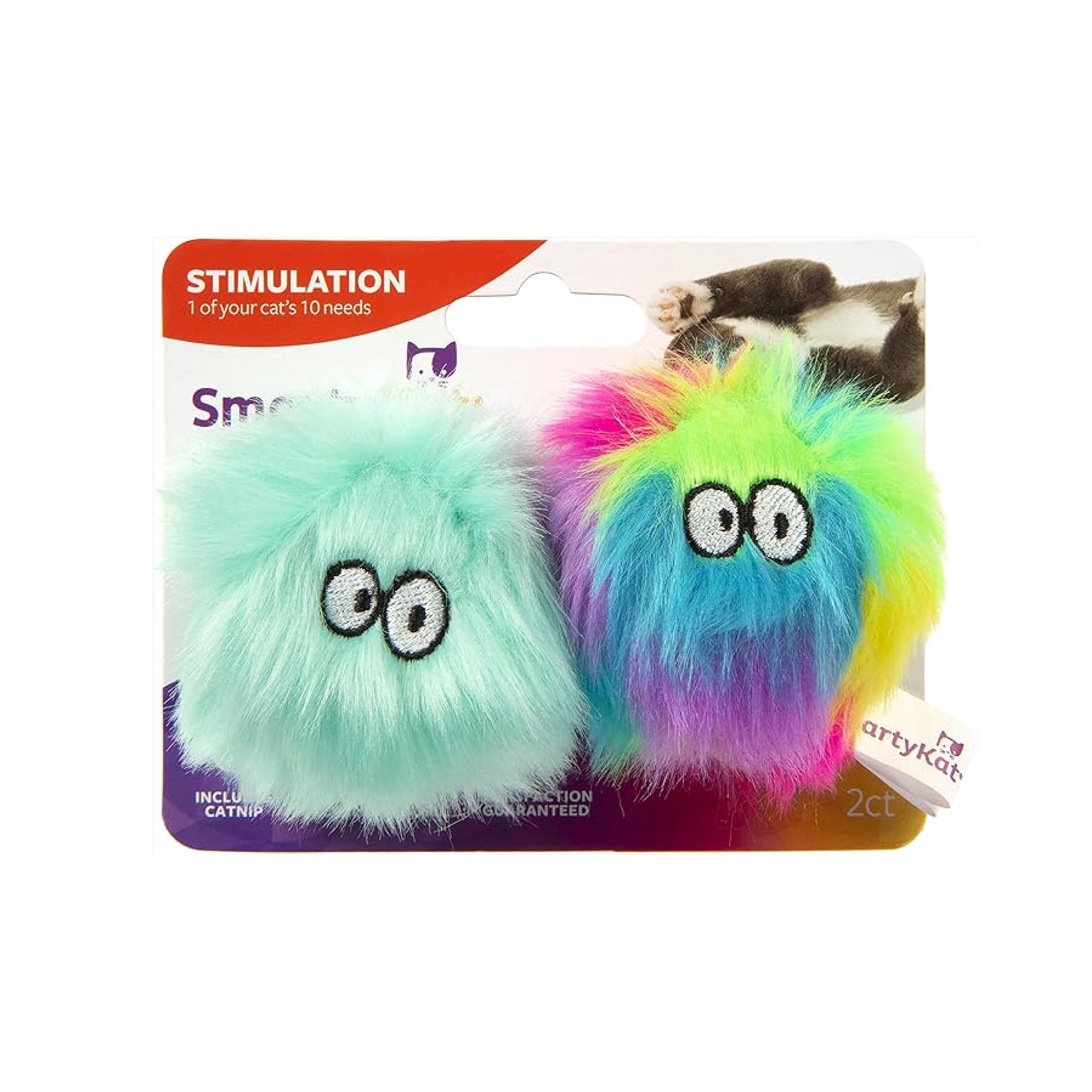 SmartyKat Fuzzy Friends (Set of 2) Soft Plush Catnip Ball Cat Toys