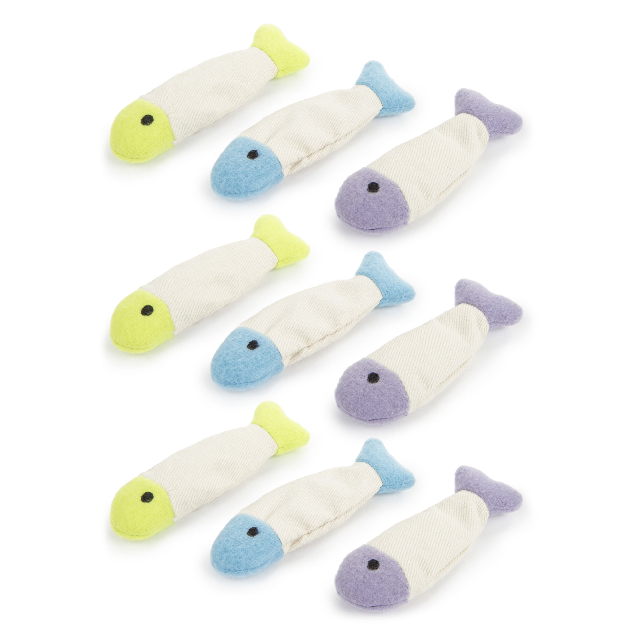 SmartyKat Fish Flop (Set of 9), Soft Plush Catnip Cat Toys with Crinkle Material, Filled with Pure & Potent Catnip