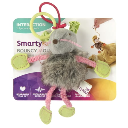 SmartyKat Bouncy Mouse Cat Toy – Plush Catnip Dangler for Interactive Play