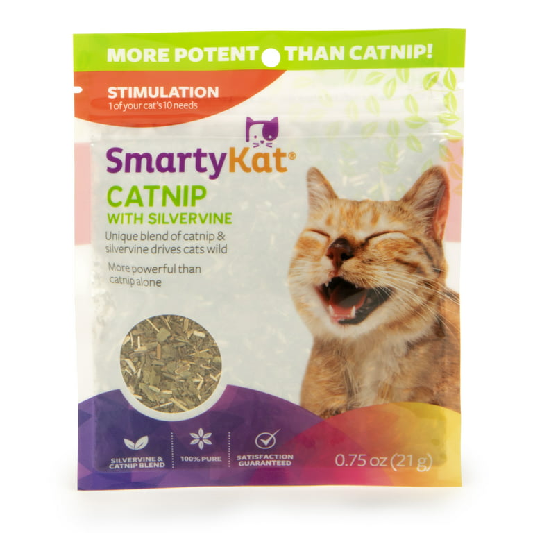 Mellem diktator zoom SmartyKat Catnip & Silvervine Cat Treat, Resealable Pouch, 0.75 Ounce -  Walmart.com