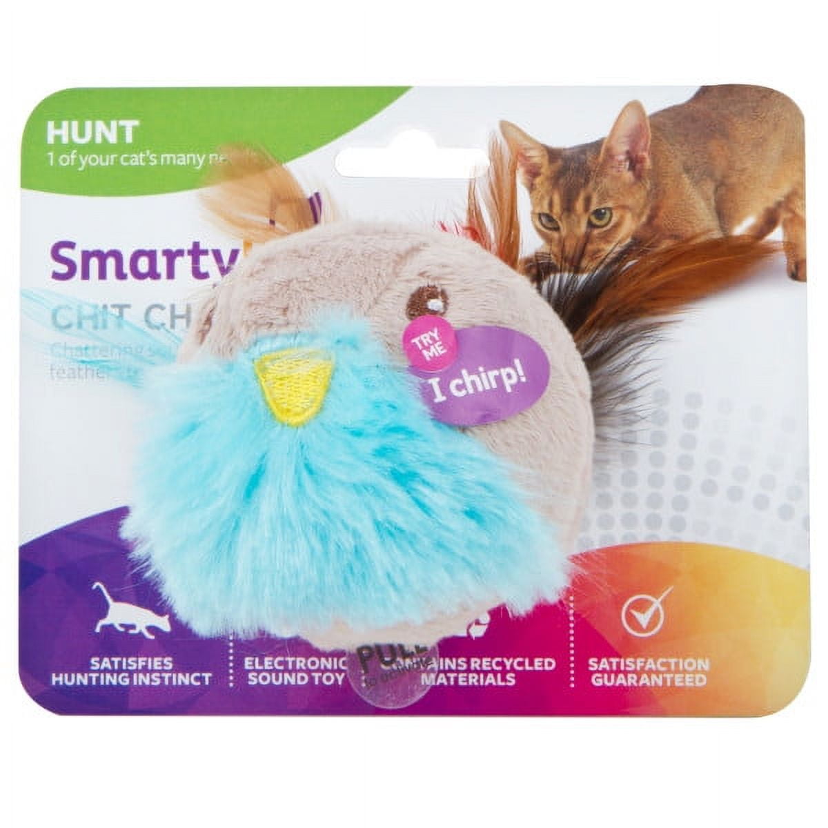 SmartyKat Chit Chatter Electronic Sound Feather Cat Toy, Battery Powered (5 Pack)