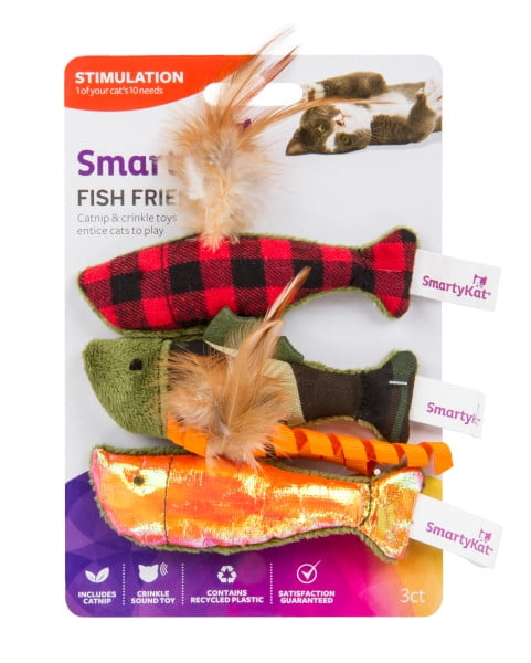 SmartyKat Fish Friends Set of 9 Plush Crinkle Catnip and Feather Cat Toys 5 Pack Walmart Business Supplies