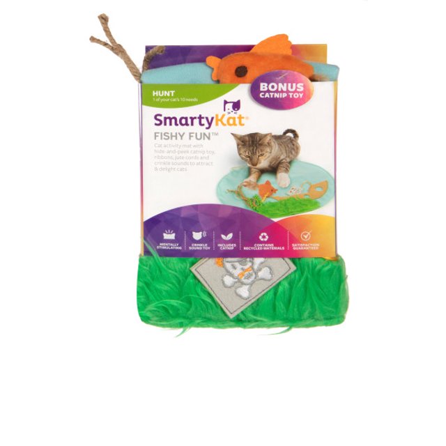 SmartyKat Fishy Fun Crinkle Catnip Cat Activity Mat Toy (3 Pack