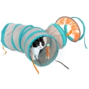 SmartyKat Fringe Frenzy Triple Tunnel Activity Cat Toy with Fringe & Feathers