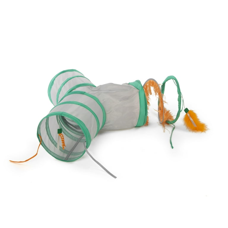 SmartyKat Cat Toy, Triple Tunnel Activity with Fringe and Feathers