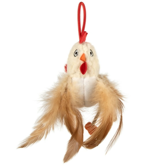 SmartyKat Hyper Hen Elastic Launcher Electronic Chicken Sound Cat Toy with Catnip, White