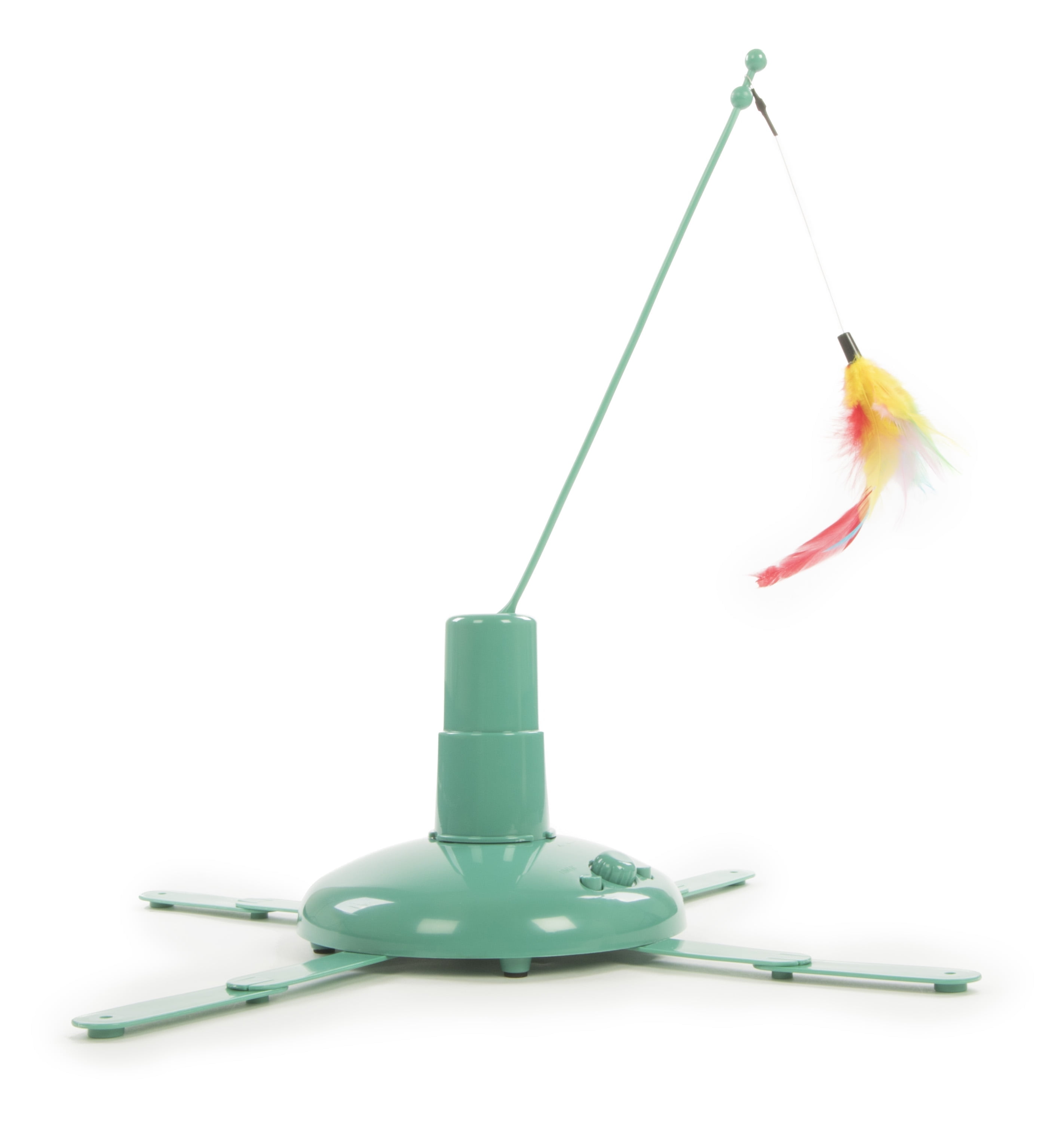 Teal Adjustable Speed Interactive Cat Teaser Toy with Feather