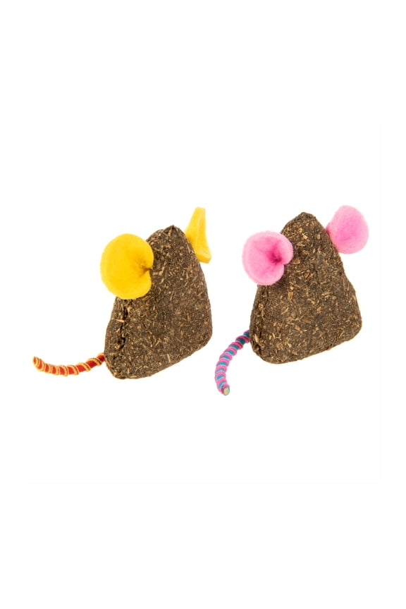 Mousy Mayhem 2-Piece Compressed Catnip Mice Cat Toys, Pink & Orange