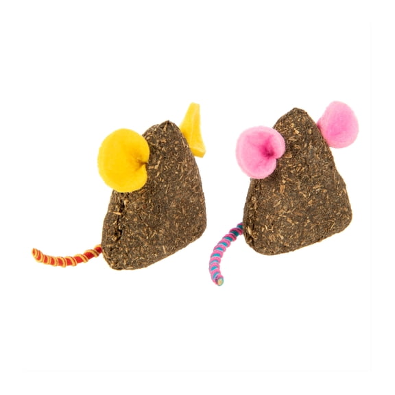 SmartyKat Mousy Mayhem 2-Piece Compressed Catnip Mice Cat Toys, Pink & Orange