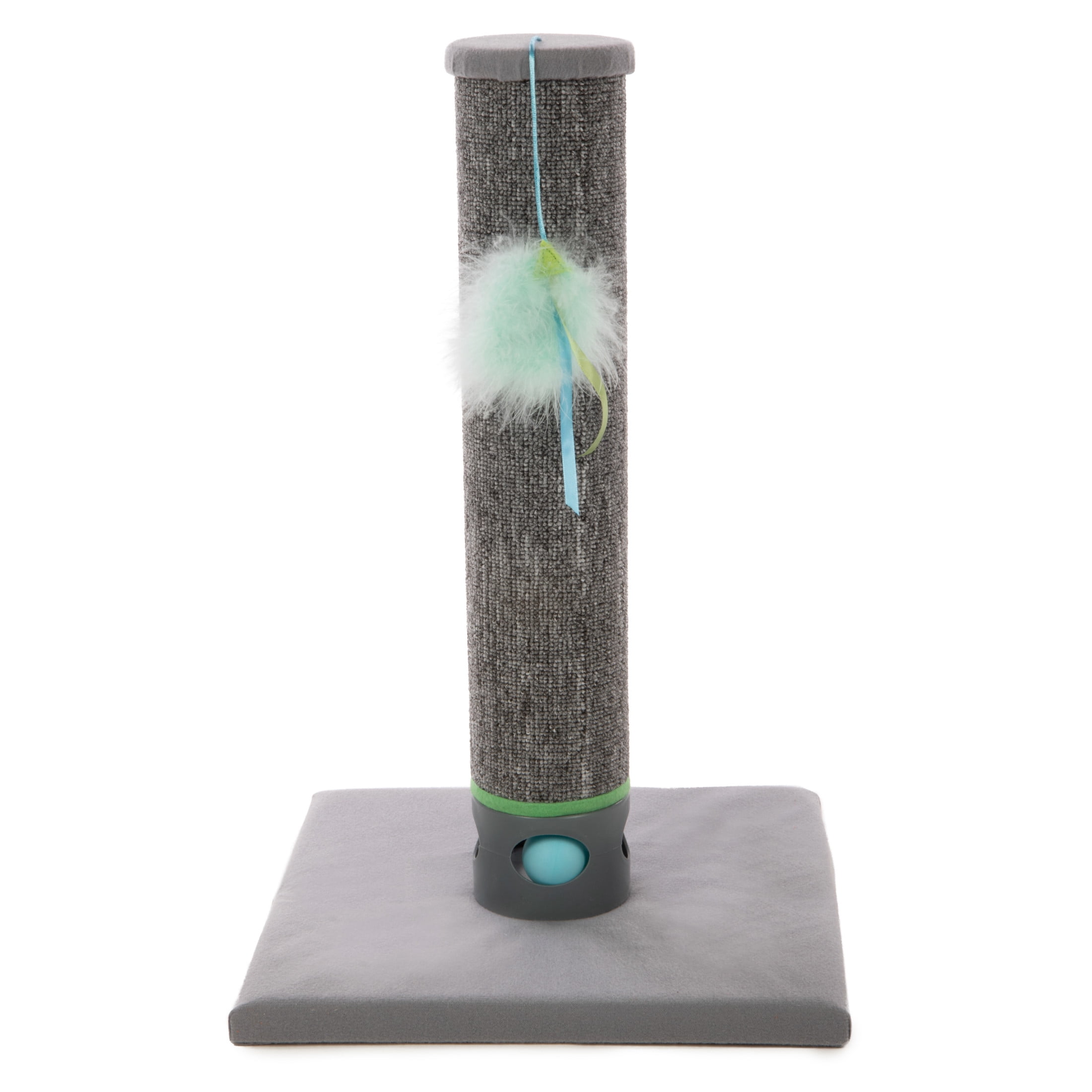 SmartyKat Playful Post Carpet Cat Scratching Post with Track Toy Base for Indoor Cats & Kittens, Features Integrated Hidden Ball Base for Stimulation