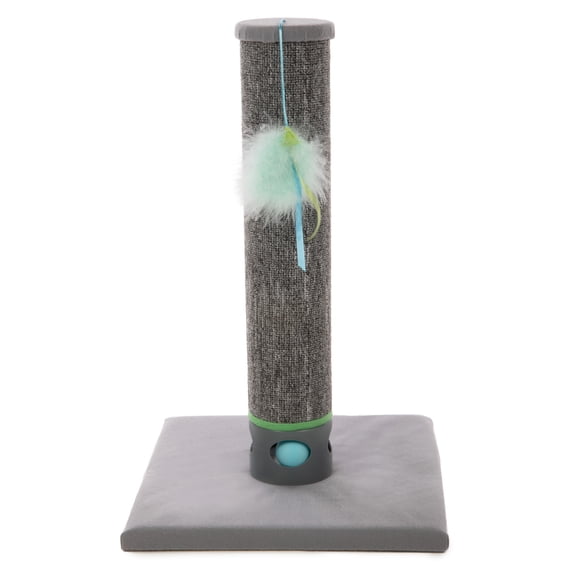 SmartyKat Playful Post Carpet Cat Scratching Post with Track Toy Base for Indoor Cats & Kittens, Features Integrated Hidden Ball Base for Stimulation
